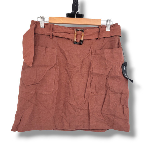 NEW Jones New York Women's Linen Blend A Line Skirt With Belt‎ Size Medium - Picture 1 of 12